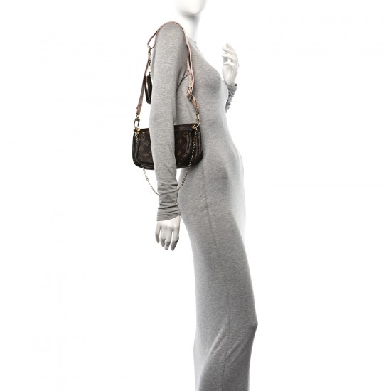 Louis Vuitton Multi Pochette｜Monogram Canvas with Rose Clair Strap｜Crossbody Bag